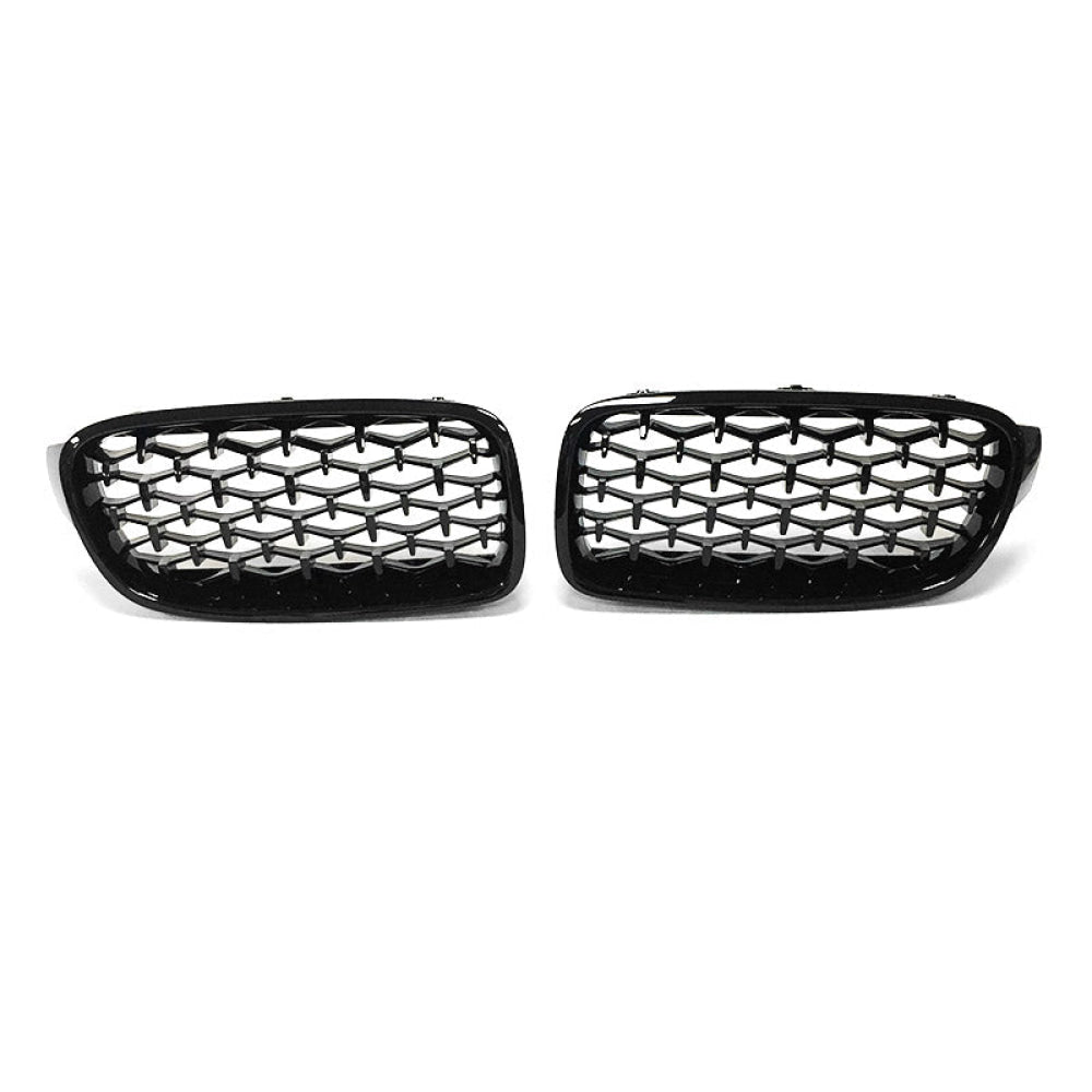 Diamond Mesh Kidney Grille Set — Gloss Black Honeycomb Pattern